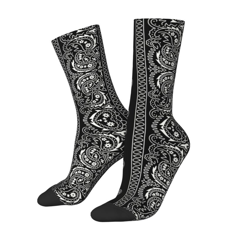 Bandana Blank White - Kustom cetak hitam dan putih Paisley