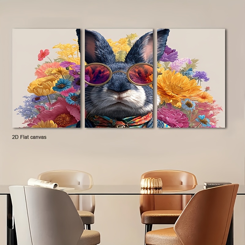 Canvas Wrap Ready - Lukisan Kanvas Tanpa Bingkai 3pcs Mawar