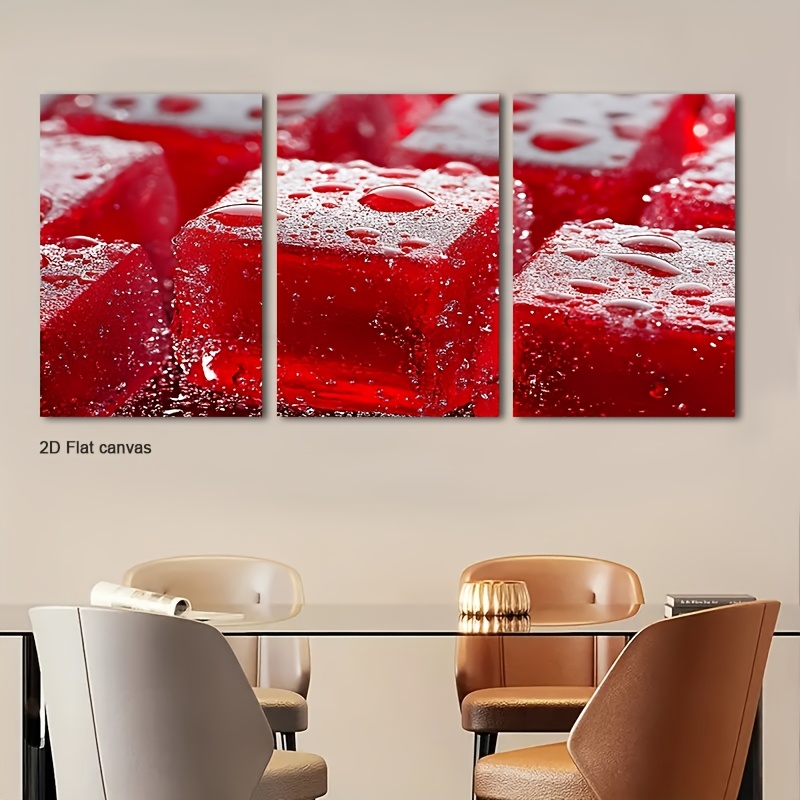 Canvas Wrap Ready - 3 buah Lukisan Dinding Kubus Merah