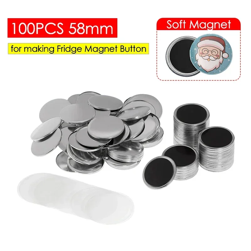 100 buah 25-75mm Magnet kulkas - Button Badge Blank ulasan dan harga